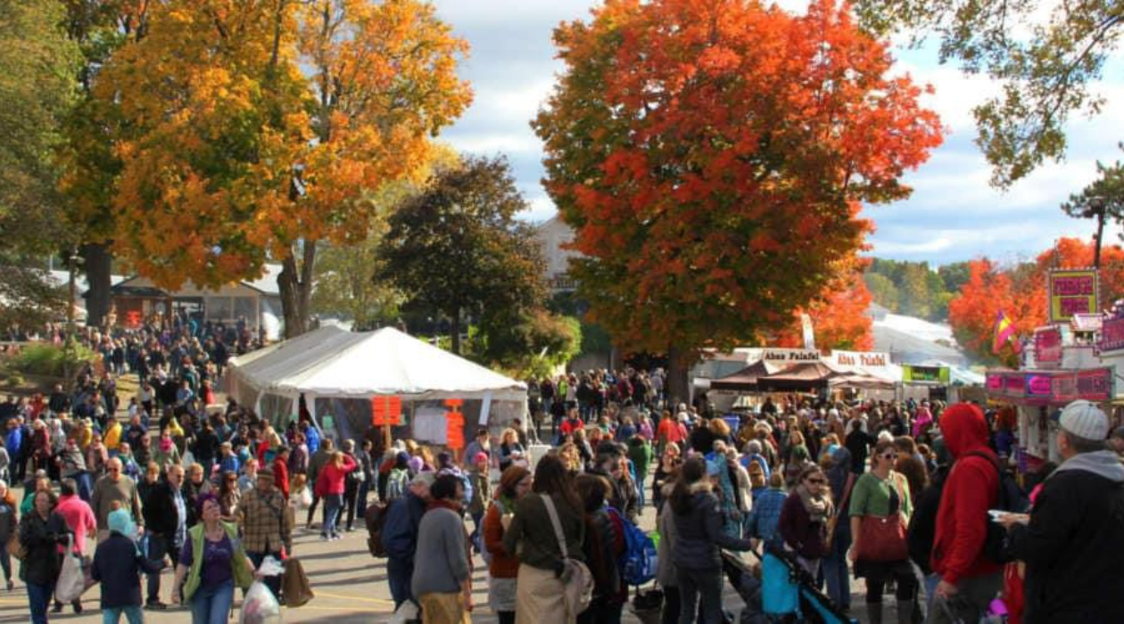 wide shot of dutchess county fairgrounds in fall